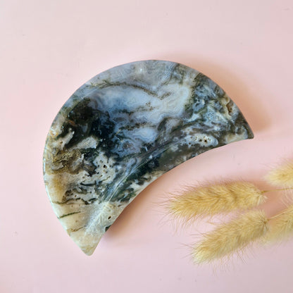 Druzy Mosagaat Maanvormige Edelsteen Schaal – ca. 15cm #3