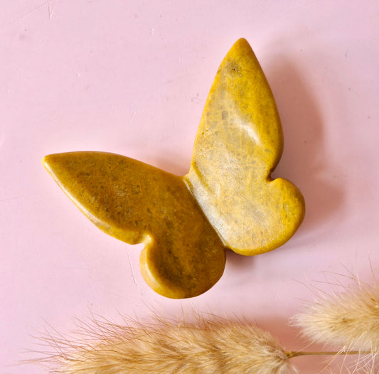 Edelsteen Vlinder  6x5 cm – Gele Jade