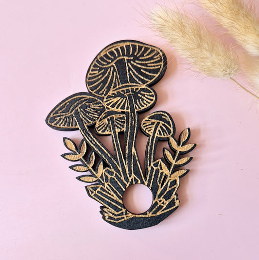 Houten Edelsteen Bolhouder – Mushrooms