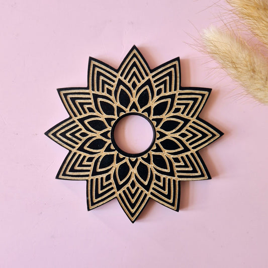 Houten Edelsteen Bolhouder – Lotus #2