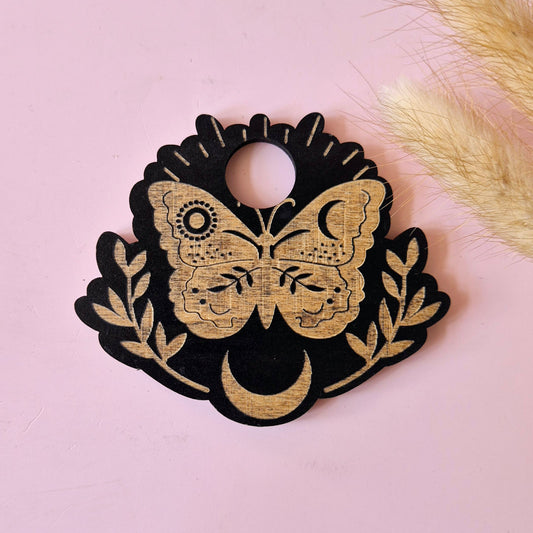 Houten Edelsteen Bolhouder – Butterfly & Moon