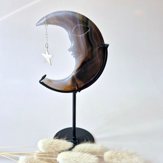 Druzy Grijze Agaat Edelsteen Maan #6 – 10 cm