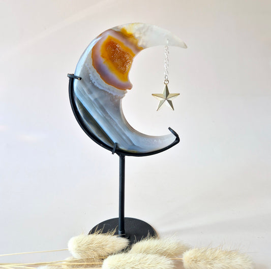 Druzy Grijze Agaat Edelsteen Maan #13 – 10 cm