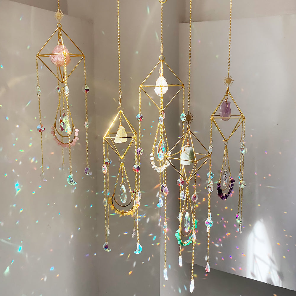 Zonnevanger met Rozenkwarts – Liefde & Harmonie Regenboog Hanger