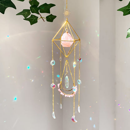 Zonnevanger met Rozenkwarts – Liefde & Harmonie Regenboog Hanger