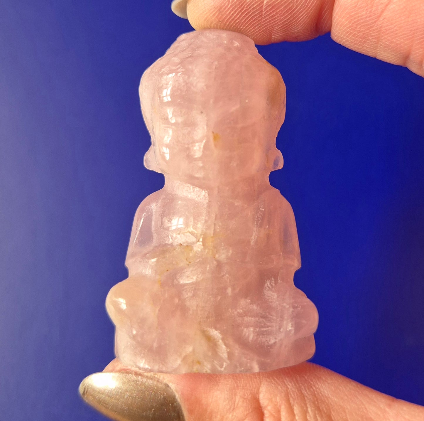 Rosenquarz Buddha Kristallschnitzerei