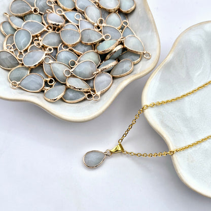 Gold-Colored Necklace with Amazonite Waterdrop Pendant (1cm)