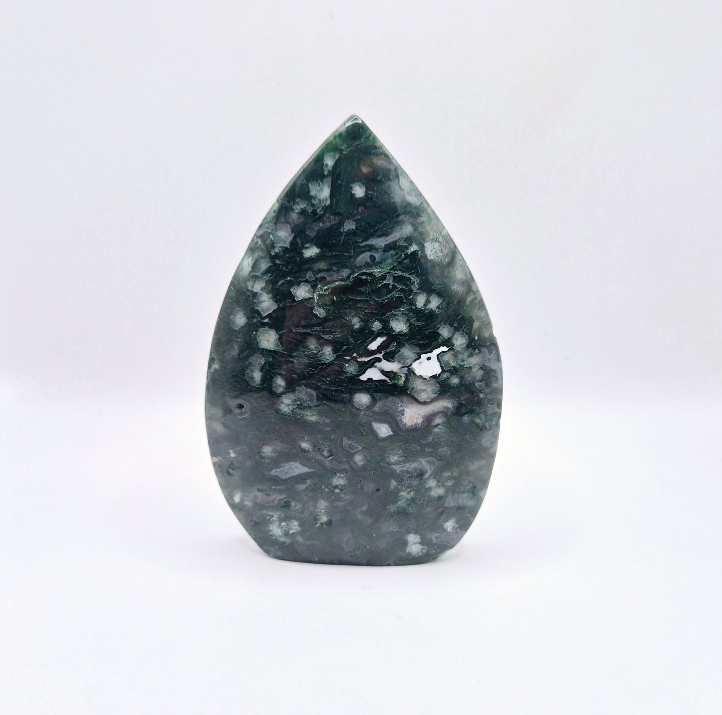 Druzy Mosagaat - Druppelvormige Drop Staande Edelsteen Kristal - #2 10cm 197gram