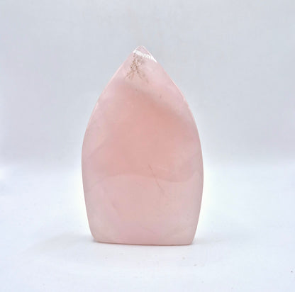 Rose Quartz - Teardrop Drop Standing Gemstone Crystal Flame Rose Quartz