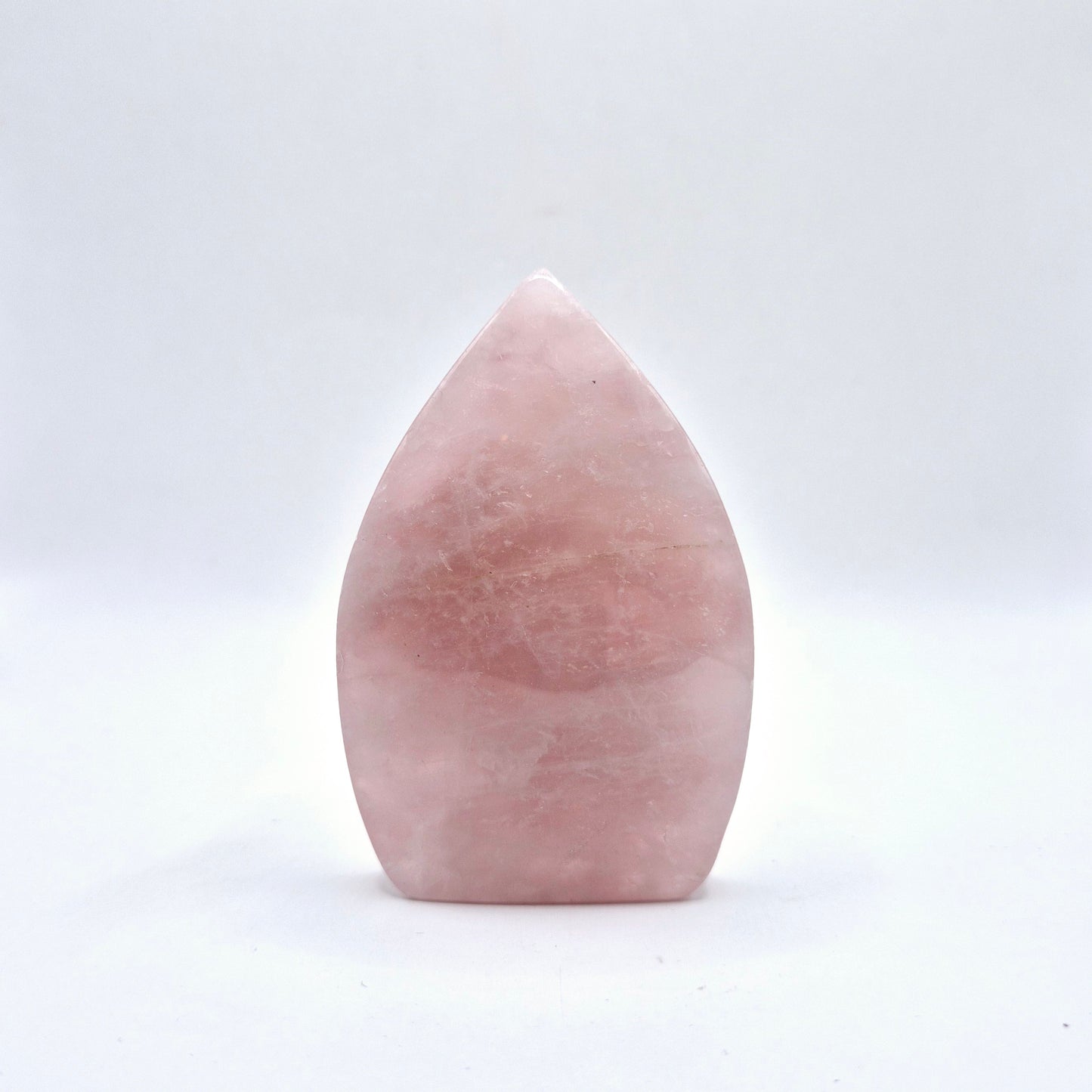 Rose Quartz - Teardrop Drop Standing Gemstone Crystal Flame Rose Quartz