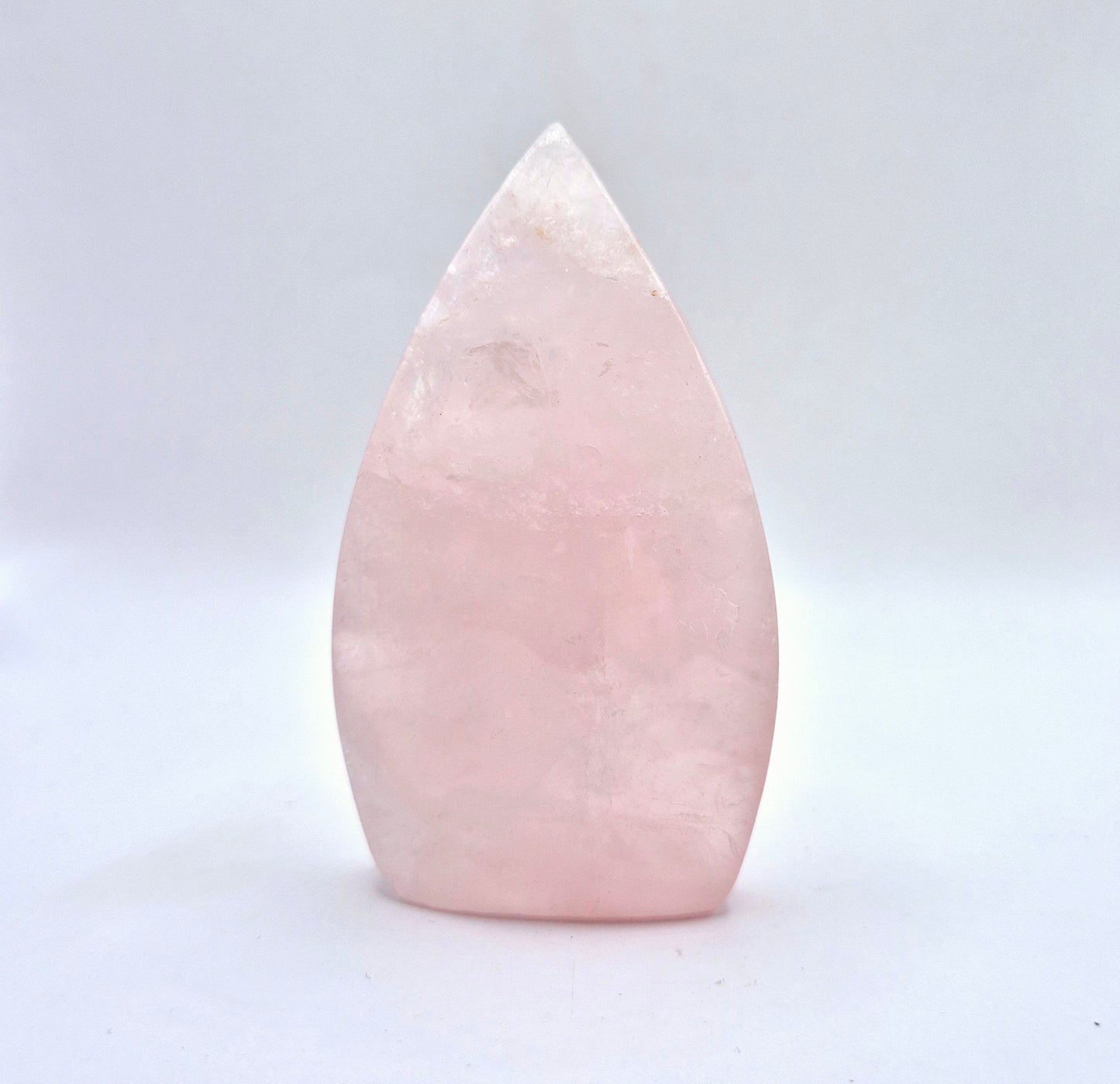 Rose Quartz - Teardrop Drop Standing Gemstone Crystal Flame Rose Quartz