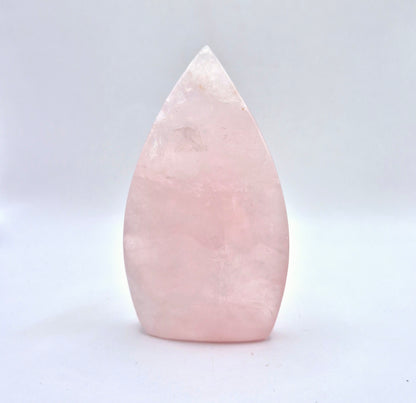 Rose Quartz - Teardrop Drop Standing Gemstone Crystal Flame Rose Quartz