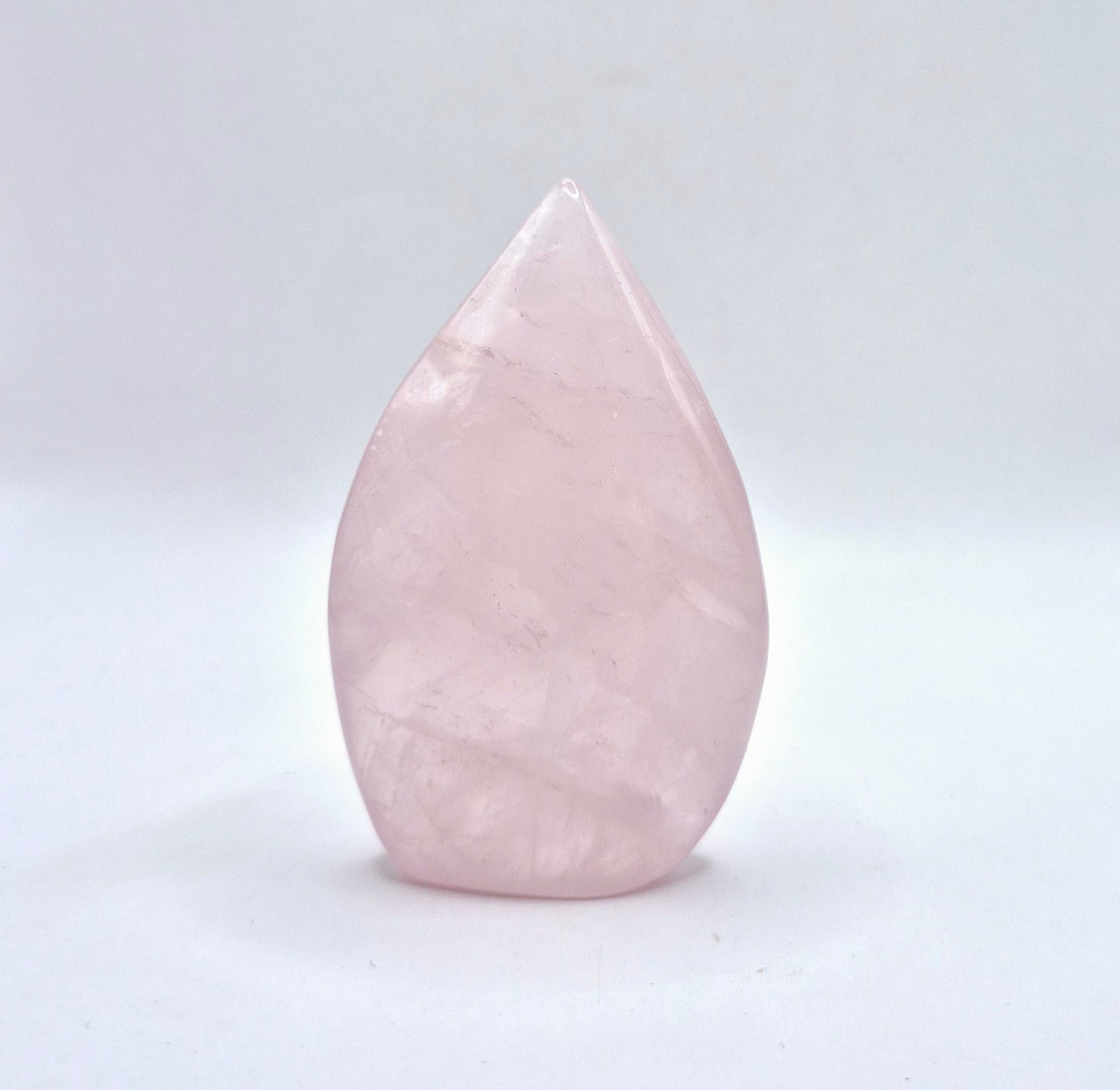 Rose Quartz - Teardrop Drop Standing Gemstone Crystal Flame Rose Quartz