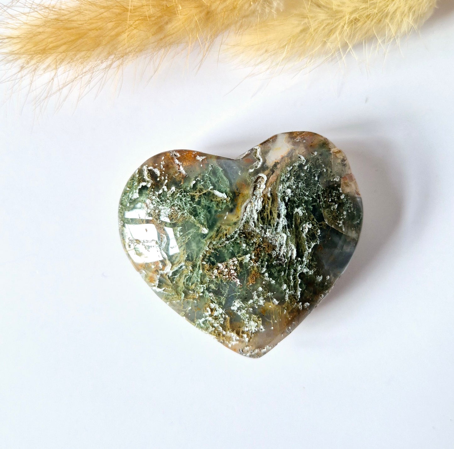 Druzy Red Moss Agate Herz 6-8cm – #41 (perfekt für den Valentinstag)