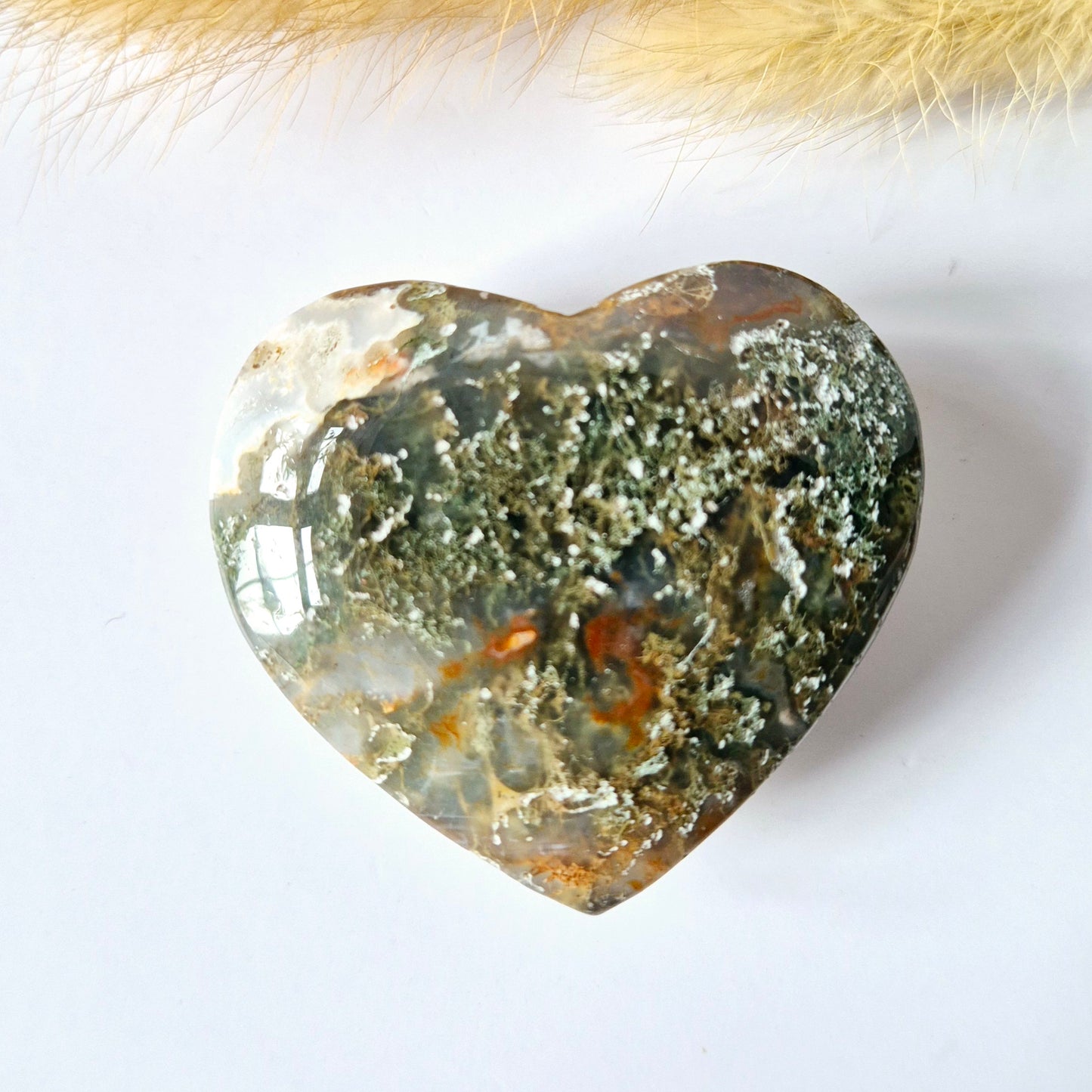 Druzy Red Moss Agate Herz 6-8cm – #41 (perfekt für den Valentinstag)