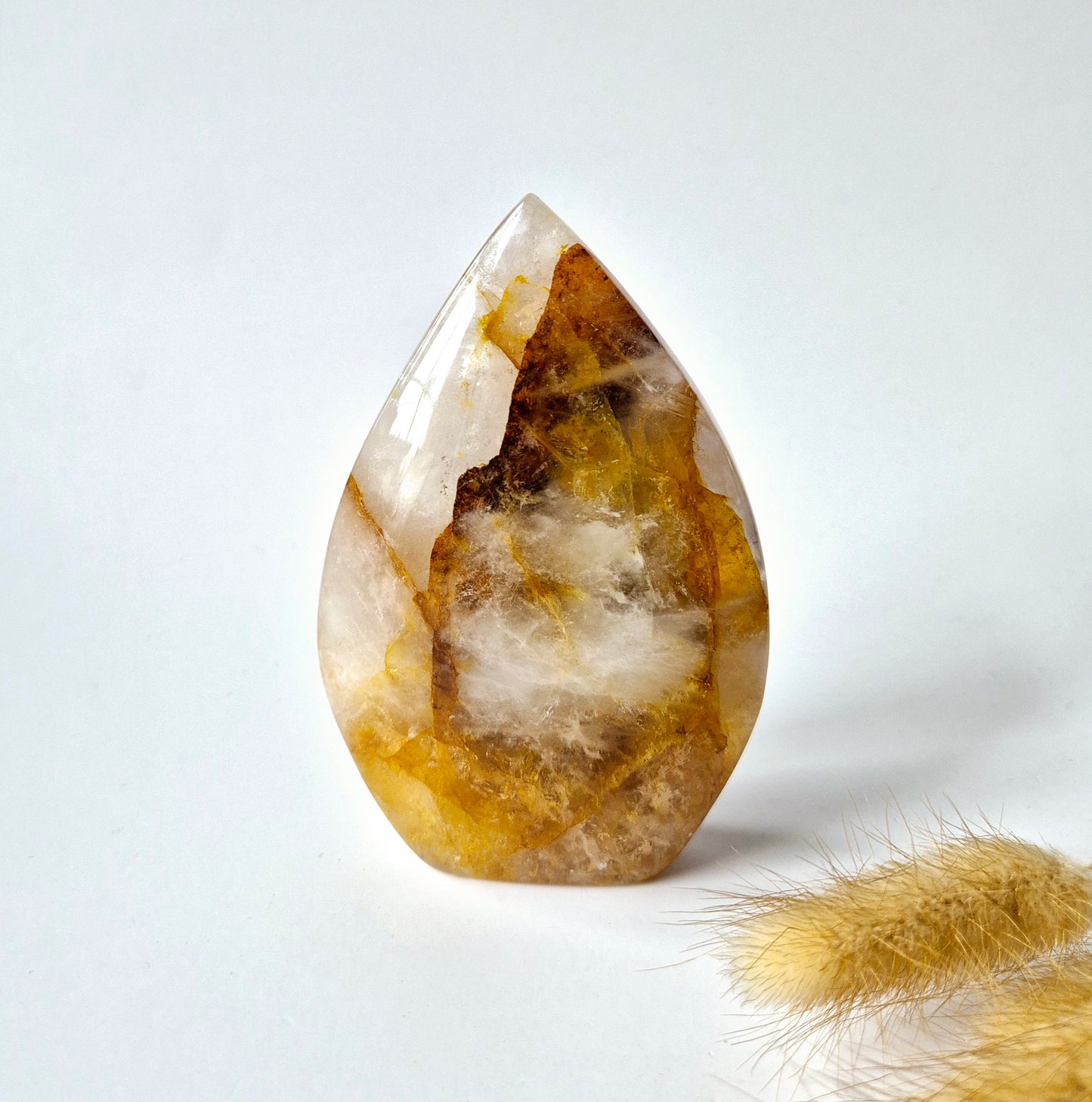Golden Healer - Druppelvormige Drop Staande Edelsteen Kristal Flame