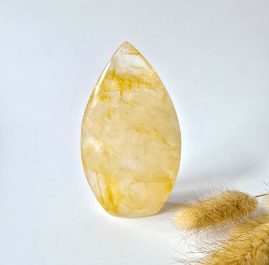 Golden Healer - Druppelvormige Drop Staande Edelsteen Kristal Flame