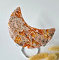 Red Druzy Moss Agate Moon (10-12 cm) on stand – #8