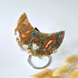 Red Druzy Moss Agate Moon (10-12 cm) on stand – #4