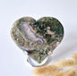 Edelsteen Grote Druzy Mosagaat Hart op Metalen Standaard – #42 190gram