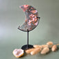 Red Druzy Moss Agate Moon (10-12 cm) on stand – #24