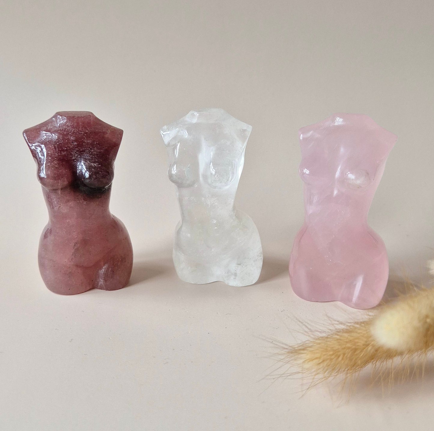 Gemstone Female Body Bust (8 cm) - Rose Quartz