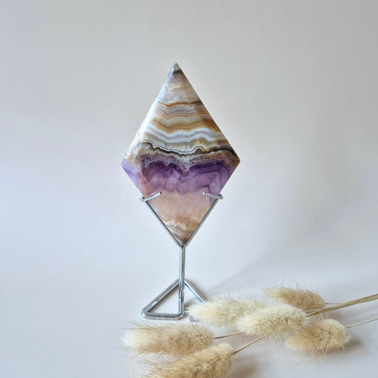 Gemstone Amethyst Agate Diamond on Stand – #1 181 grams 12.5x8cm - Protection, Balance &amp; Spiritual Healing