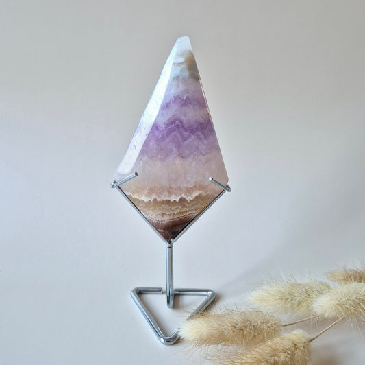 Gemstone Amethyst Agate Diamond on Stand – #4 128gram 11x6.5cm - Protection, Balance &amp; Spiritual Healing