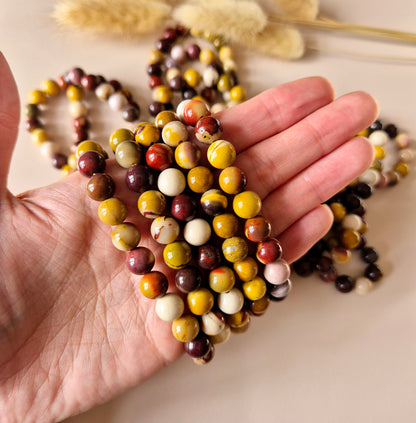 Edelsteen armband met 8mm ronde kralen - Mookaite Jasper