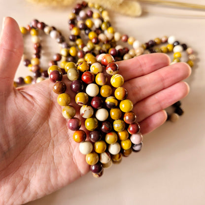 Edelsteen armband met 8mm ronde kralen - Mookaite Jasper