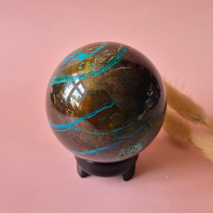 Kristall-Edelstein Chrysokoll-Kugel Nr. 1 – 65 mm – Beruhigend &amp; Erdig