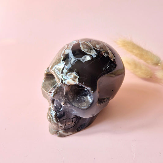 XL Edelsteen Druzy Skull UV-reactieve Volcano Agate Schedel –  #4 422gram