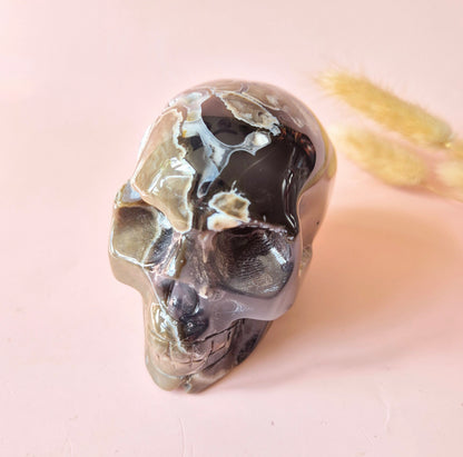 XL Edelsteen Druzy Skull UV-reactieve Volcano Agate Schedel –  #4 422gram