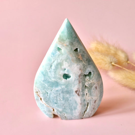 Prachtige Edelsteen Druppelvormige Druzy Hemimorphite Flame – #4 131gram - Licht, Heling & Innerlijke Zuiverheid