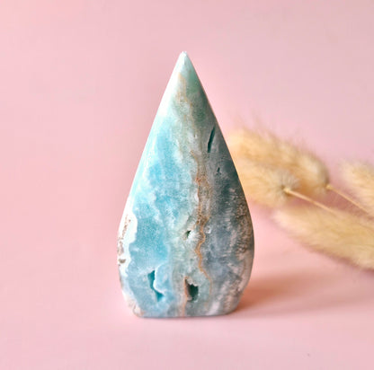 Prachtige Edelsteen Druppelvormige Druzy Hemimorphite Flame – #5 115gram - Licht, Heling & Innerlijke Zuiverheid