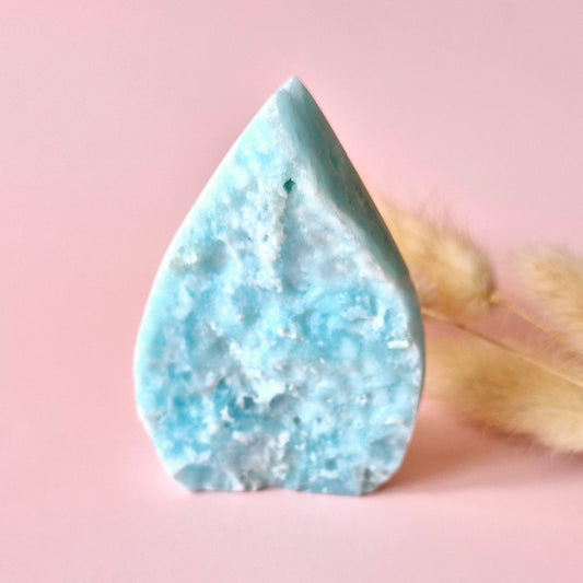 Prachtige Edelsteen Druppelvormige Druzy Hemimorphite Flame – #8 85gram - Licht, Heling & Innerlijke Zuiverheid