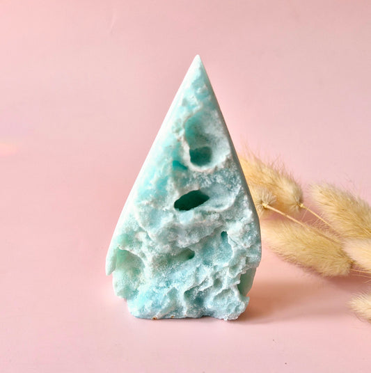Prachtige Edelsteen Druppelvormige Druzy Hemimorphite Flame – #9 148gram - Licht, Heling & Innerlijke Zuiverheid