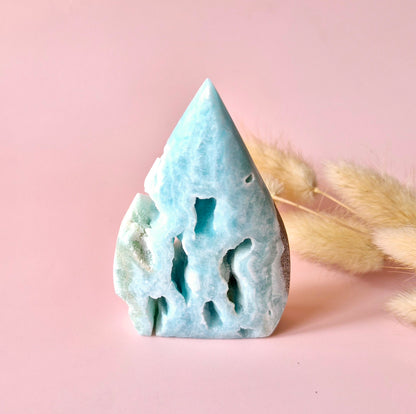 Prachtige Edelsteen Druppelvormige Druzy Hemimorphite Flame – #10 113gram - Licht, Heling & Innerlijke Zuiverheid
