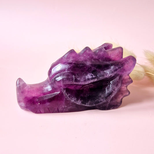 Gemstone Purple Mica Dragon Skull | Mysticism, Intuition &amp; Powerful Protection Dragon Skull