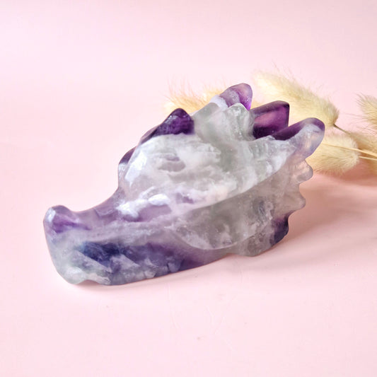 Gemstone Purple Mica Dragon Skull | Mysticism, Intuition &amp; Powerful Protection Dragon Skull