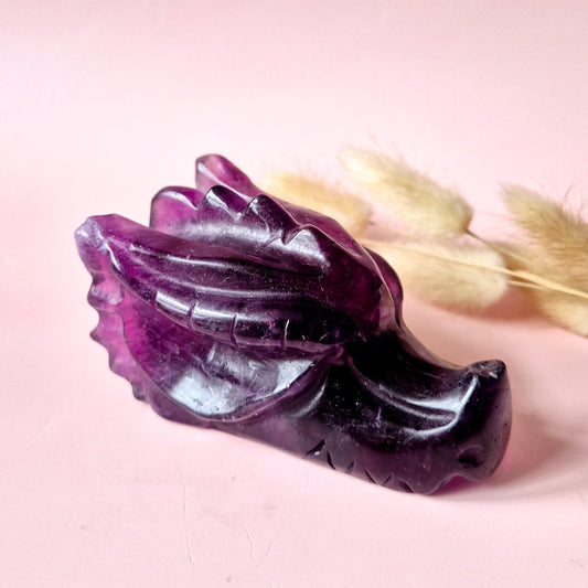 Gemstone Purple Mica Dragon Skull | Mysticism, Intuition &amp; Powerful Protection Dragon Skull