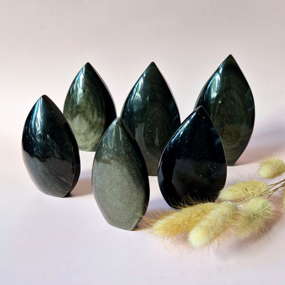 Edelsteen Golden Obsidian Flame – Kracht, Inzicht & Bescherming (8–10 cm)