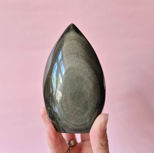 Edelsteen Golden Obsidian Flame – Kracht, Inzicht & Bescherming (8–10 cm)