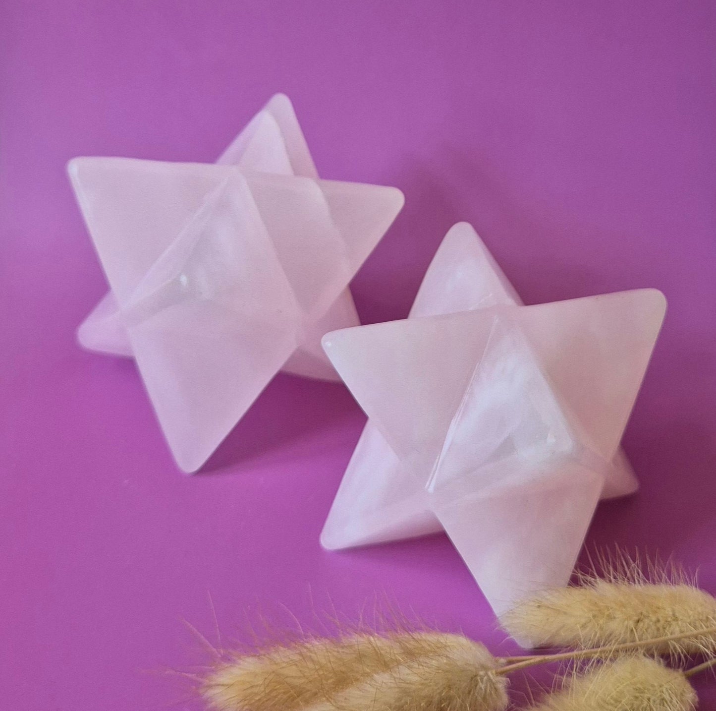 Kristallen Edelsteen XXL Roze Calciet Merkaba – 8 cm