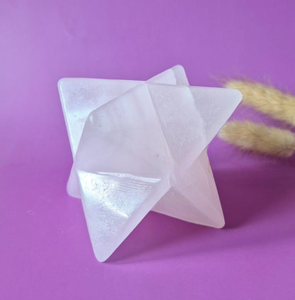 Kristallen Edelsteen XXL Roze Calciet Merkaba – 8 cm