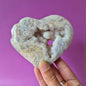 Gemstone Large Druzy Moss Agate Heart on Metal Stand – #71 190gram