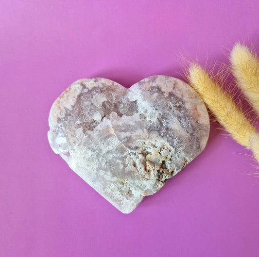 Gemstone Large Druzy Moss Agate Heart on Metal Stand – #71 190gram