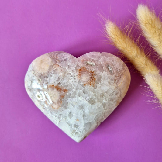 Gemstone Large Druzy Moss Agate Heart on Metal Stand – #71 190gram
