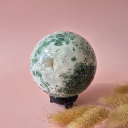 Kristall Edelstein Kugel Moosachat Druzy Kugel 82mm 700g