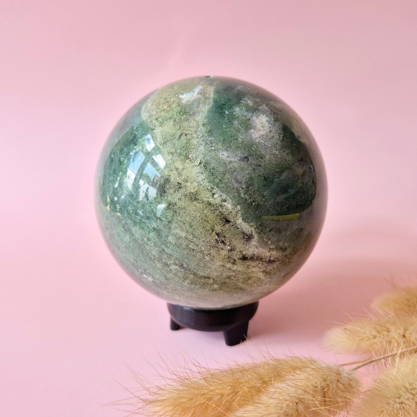 Kristall Edelstein Kugel Moosachat Druzy Kugel 90mm 971g